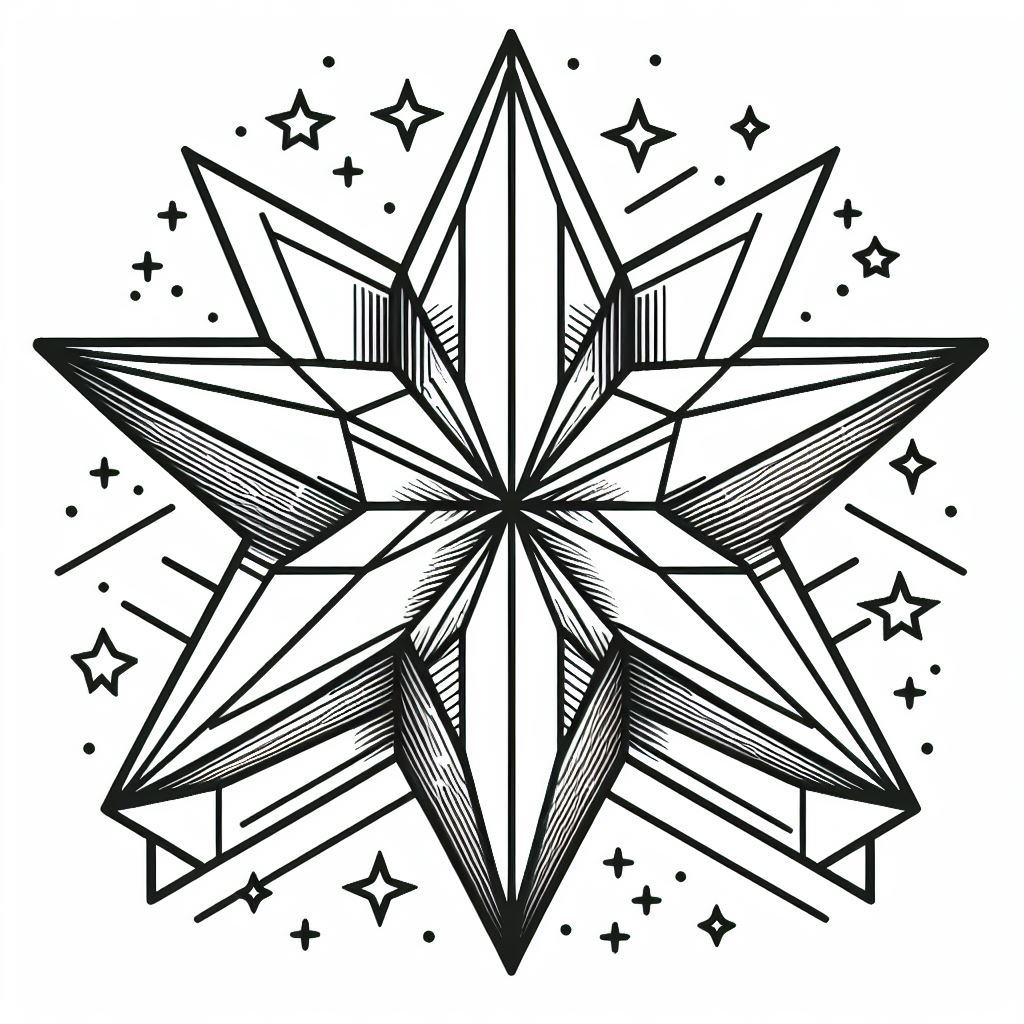 כוכב תלת מימדי לצביעה כוכב תלת מימדי לצביעה