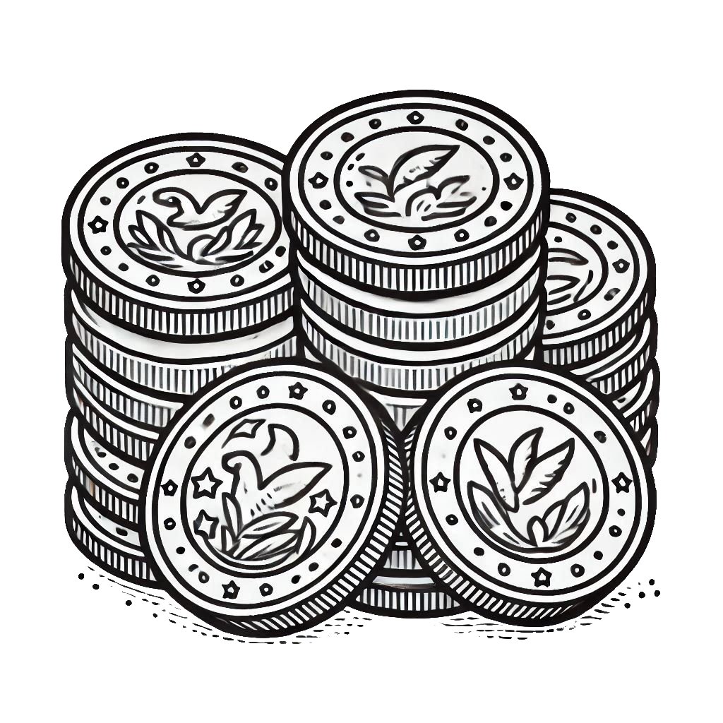 דף צביעה של מטבעות זהב דף צביעה של מטבעות זהב